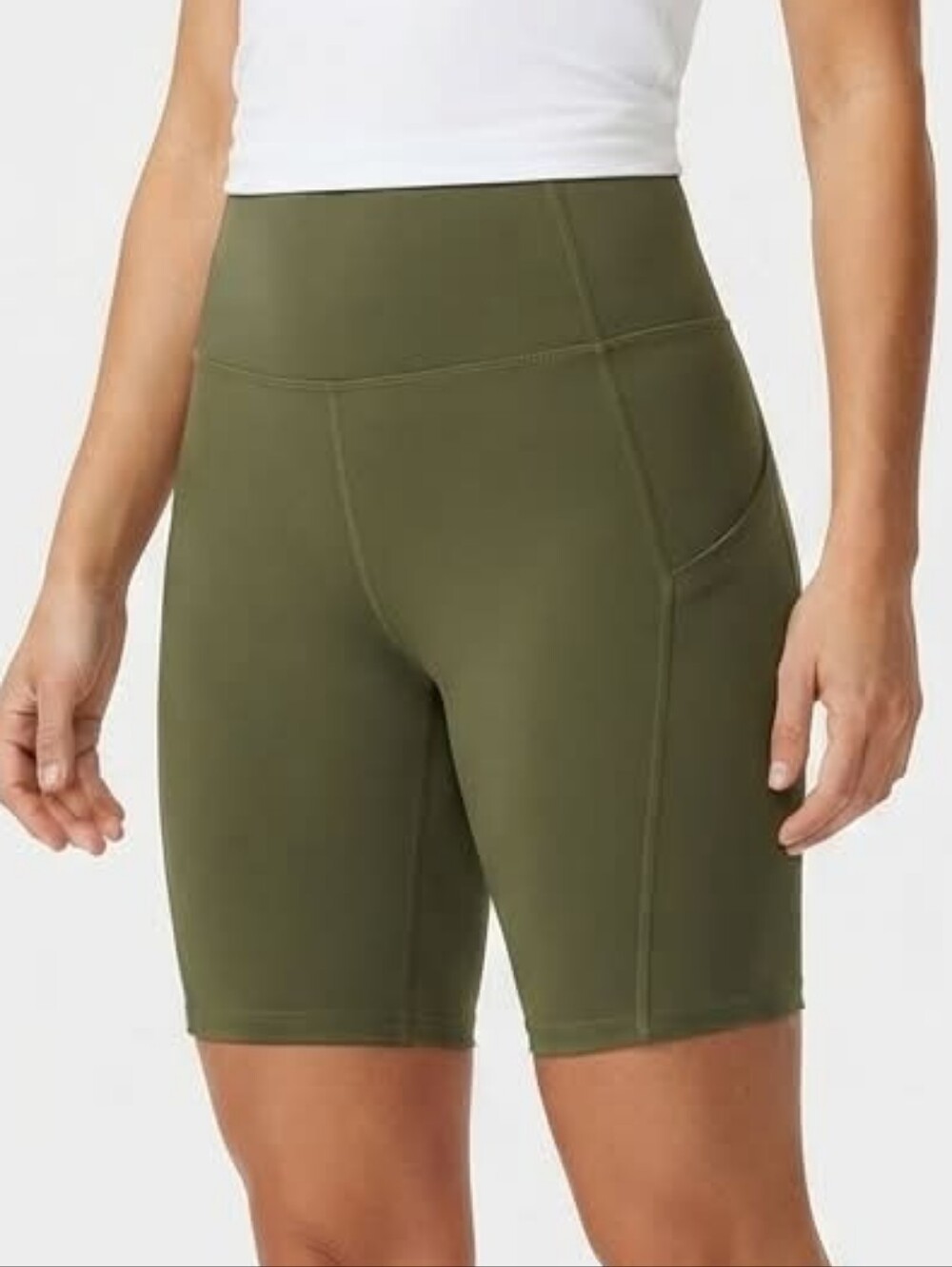 Pop Fit Olive Green High-Waist Bike Shorts Size Large
